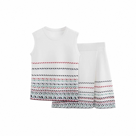 YESWOMEN Design Ivory Chevron Stripe Cotton Two-Piece Set – Size M - Picture 13 of 14